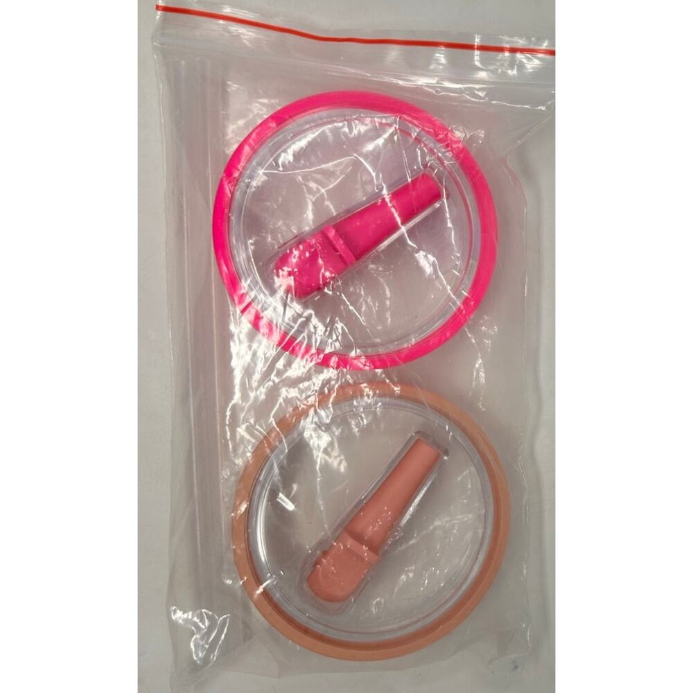 Pink / Peach Flip Straw Lid with 2 Straws Fits 40 oz. Cups‎